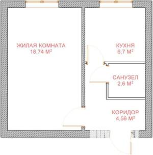 1-к квартира, вторичка, 33м2, 5/9 этаж