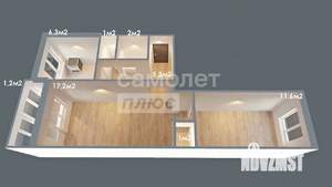 2-к квартира, вторичка, 45м2, 1/5 этаж