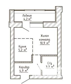 1-к квартира, вторичка, 27м2, 2/9 этаж