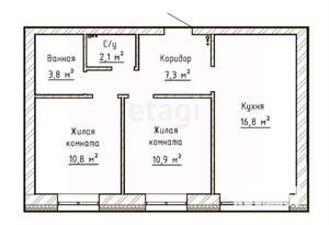 2-к квартира, вторичка, 51м2, 3/6 этаж