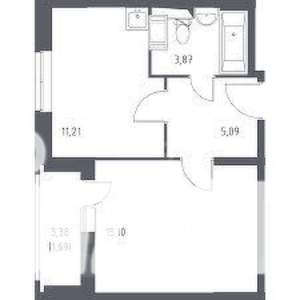 1-к квартира, вторичка, 38м2, 5/5 этаж