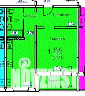 1-к квартира, вторичка, 50м2, 6/7 этаж