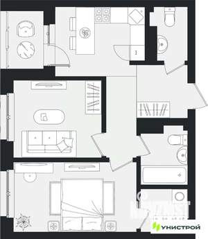2-к квартира, вторичка, 51м2, 11/16 этаж