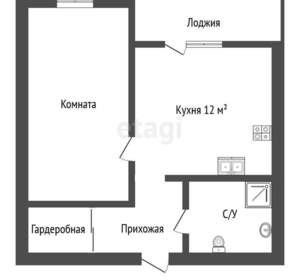 2-к квартира, вторичка, 54м2, 1/3 этаж