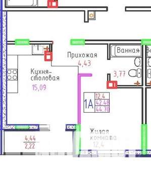 1-к квартира, вторичка, 41м2, 5/9 этаж