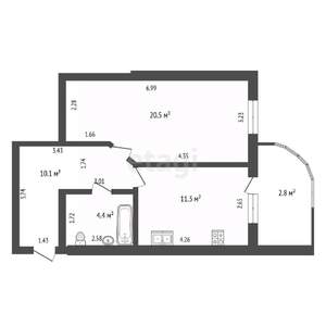 1-к квартира, вторичка, 46м2, 12/16 этаж