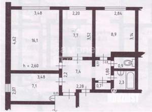 3-к квартира, вторичка, 53м2, 14/16 этаж