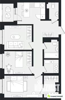 1-к квартира, вторичка, 71м2, 14/16 этаж