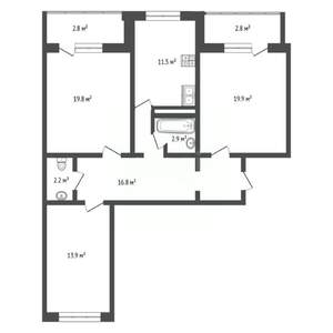 3-к квартира, вторичка, 64м2, 3/5 этаж