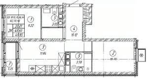 2-к квартира, строящийся дом, 50м2, 4/9 этаж