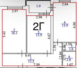 2-к квартира, вторичка, 65м2, 16/19 этаж