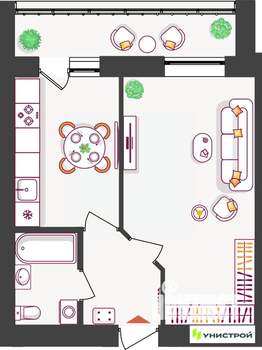 1-к квартира, вторичка, 38м2, 8/11 этаж