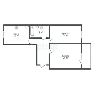 2-к квартира, вторичка, 59м2, 1/9 этаж