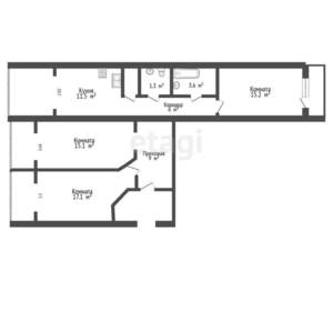 3-к квартира, вторичка, 89м2, 8/9 этаж