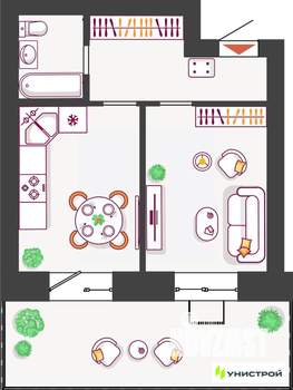 1-к квартира, вторичка, 45м2, 1/11 этаж