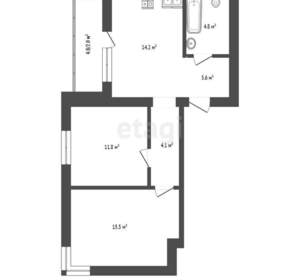 2-к квартира, вторичка, 56м2, 1/9 этаж