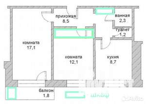 2-к квартира, вторичка, 50м2, 3/10 этаж
