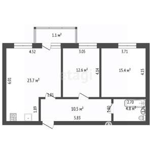 2-к квартира, вторичка, 68м2, 1/10 этаж