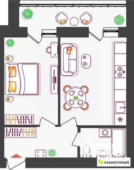 1-к квартира, вторичка, 40м2, 9/11 этаж