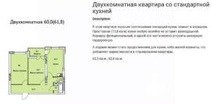 2-к квартира, строящийся дом, 65м2, 15/19 этаж