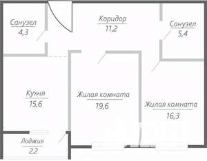 2-к квартира, строящийся дом, 75м2, 4/15 этаж