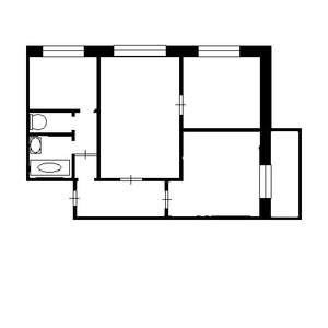 3-к квартира, вторичка, 55м2, 2/4 этаж