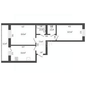 2-к квартира, вторичка, 55м2, 7/10 этаж