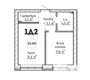 1-к квартира, вторичка, 37м2, 6/6 этаж