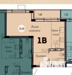 1-к квартира, вторичка, 34м2, 7/15 этаж