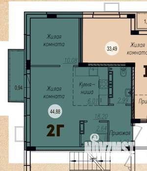 2-к квартира, вторичка, 45м2, 10/15 этаж