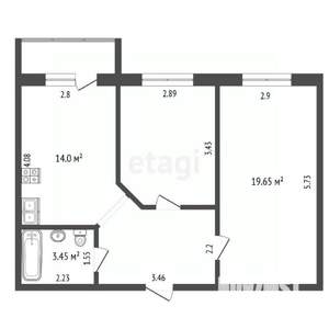 2-к квартира, вторичка, 49м2, 1/5 этаж