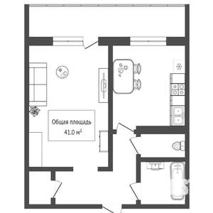 1-к квартира, вторичка, 41м2, 10/12 этаж