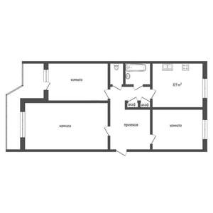 3-к квартира, вторичка, 63м2, 12/14 этаж