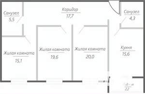 3-к квартира, строящийся дом, 100м2, 9/15 этаж
