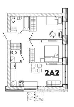 2-к квартира, вторичка, 56м2, 4/6 этаж