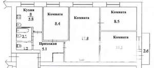 4-к квартира, вторичка, 62м2, 4/5 этаж