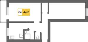 2-к квартира, вторичка, 46м2, 5/6 этаж