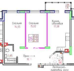 2-к квартира, вторичка, 64м2, 8/9 этаж