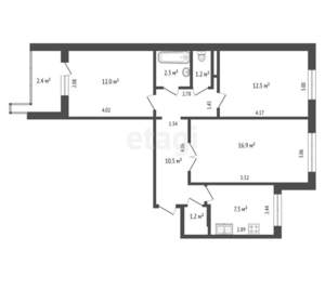 3-к квартира, вторичка, 66м2, 8/9 этаж
