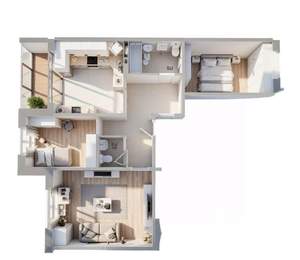 3-к квартира, сданный дом, 83м2, 6/7 этаж