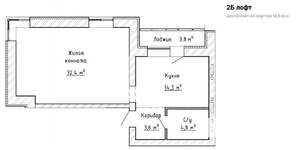 1-к квартира, строящийся дом, 57м2, 8/8 этаж
