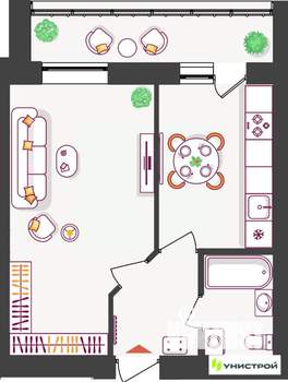 1-к квартира, вторичка, 38м2, 8/11 этаж