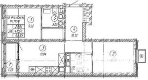 2-к квартира, строящийся дом, 45м2, 1/9 этаж