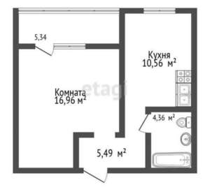 1-к квартира, вторичка, 40м2, 3/9 этаж