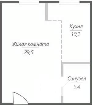 1-к квартира, строящийся дом, 45м2, 3/15 этаж