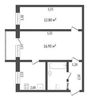 2-к квартира, вторичка, 44м2, 4/5 этаж