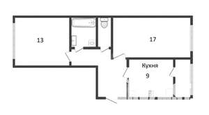 2-к квартира, вторичка, 53м2, 4/5 этаж