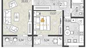 2-к квартира, вторичка, 63м2, 6/9 этаж