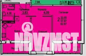 2-к квартира, вторичка, 63м2, 3/9 этаж