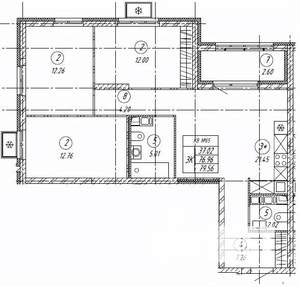 3-к квартира, строящийся дом, 80м2, 2/9 этаж